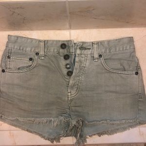 Free People Light Green Jean Shorts